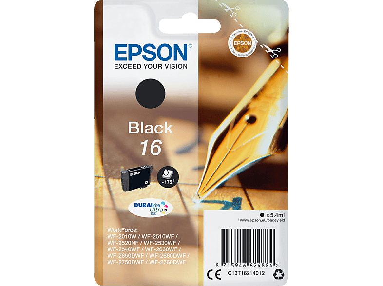 EPSON Original Tintenpatrone Schwarz (C13T16214012)