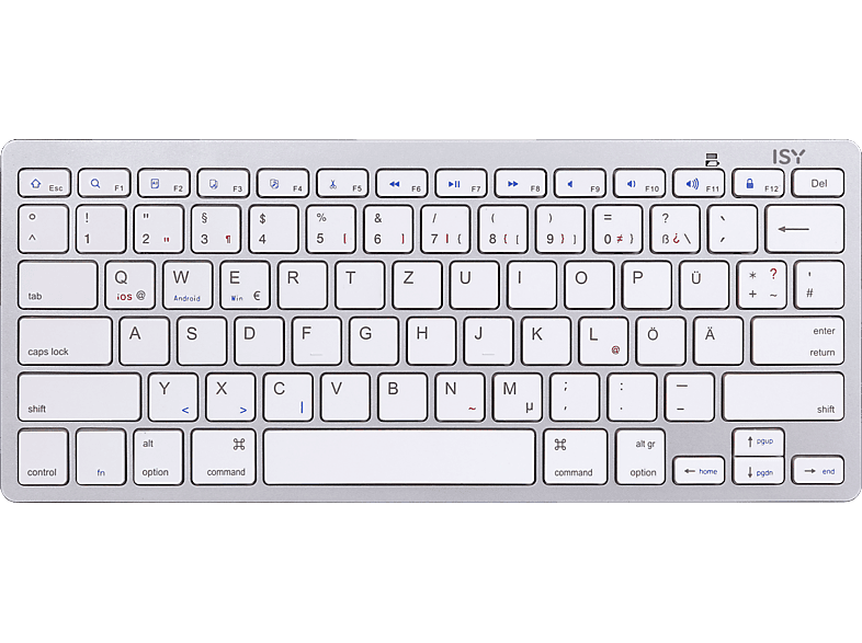 ISY IBK 1000, Tastatur, kabellos, Weiß/Silber