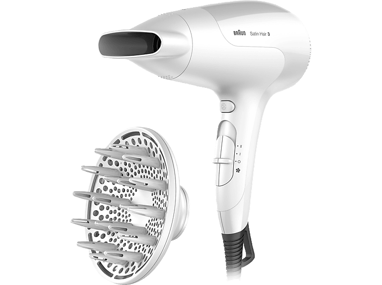 BRAUN Satin Hair 3 HD 385 mit IONTEC Haartrockner Weiß (2000 Watt)